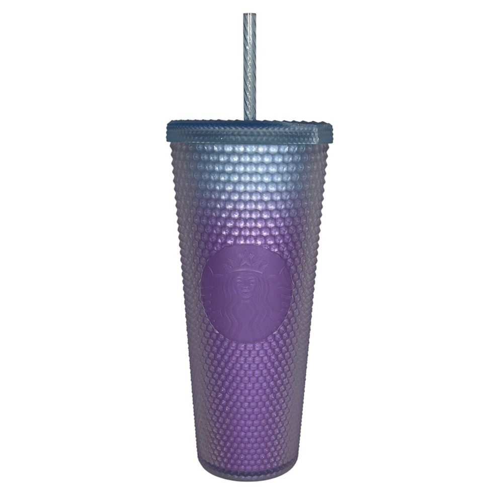 Starbucks Mermaid Venti‎ 24oz Studded Tumbler Purple Blue Ombre Cold Cup w/Straw